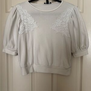 Express Cream Lace Accent Women's Top